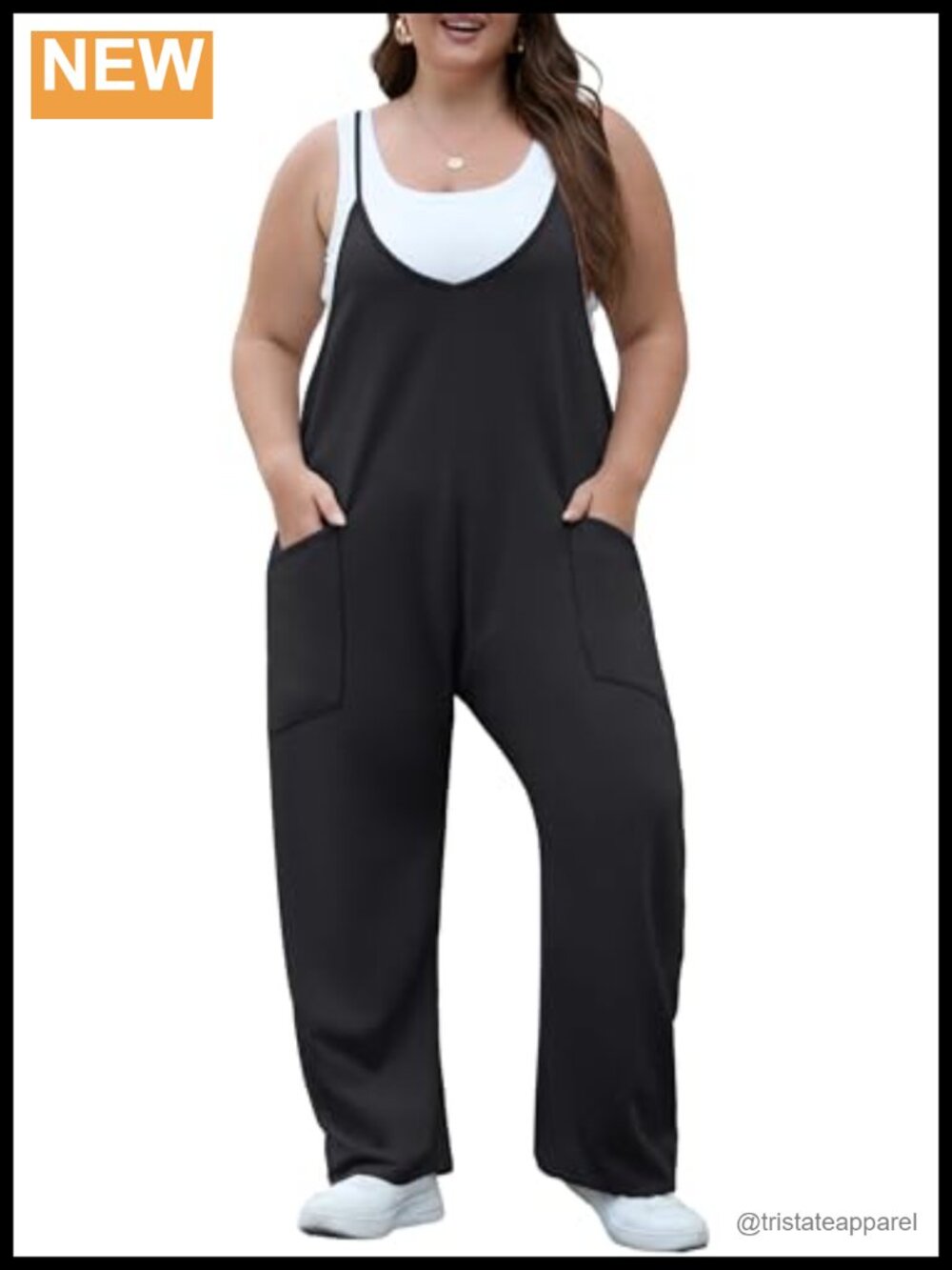 Plus Size Overalls Adjustable Spaghetti Strap Stretchy Loose Jumpsuit with